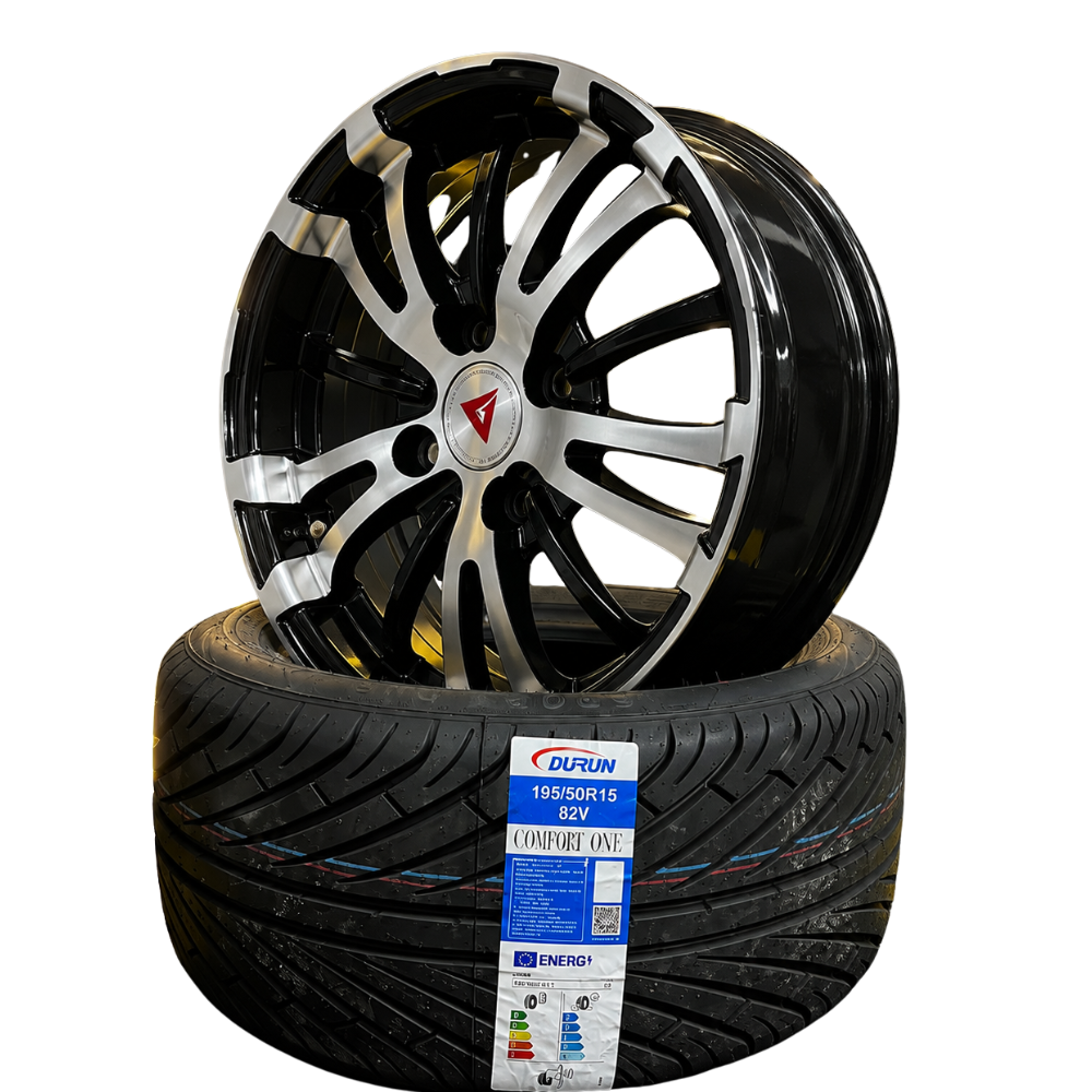Set Llantas 15x6.5 4x100 + Set Neumáticos 195/50 R15 82V DURUN (PACK)